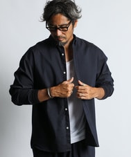 セットアップ 麻混COOLMAXリブ袖シャツ