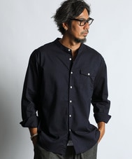 セットアップ 麻混COOLMAXノーカラーシャツ