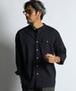 セットアップ 麻混COOLMAXノーカラーシャツ