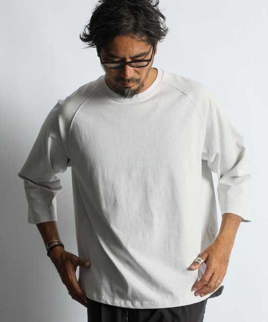 2重編み ラグランスリーブ 7分袖Tシャツ