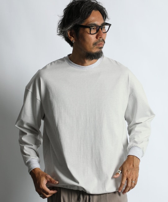 2重編み 裾ドローコード付き ロンTEE