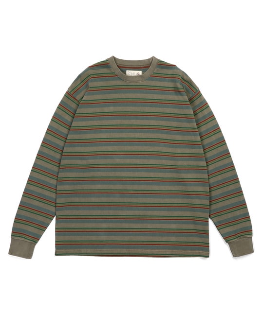 ピグメント加工 ボーダー ロングスリーブTEE