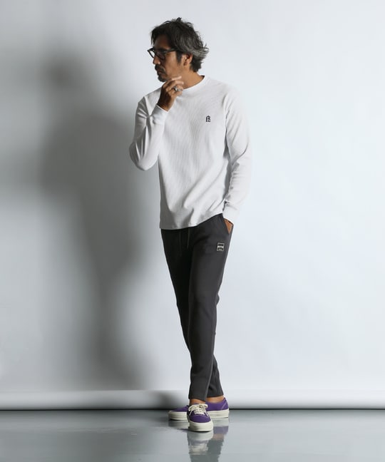 〔BLACK LABEL〕：ワッフル素材ロングスリーブTシャツ