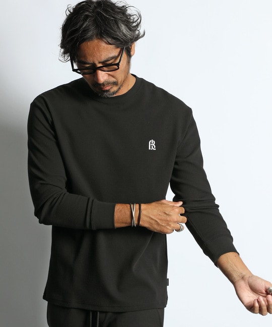 〔BLACK LABEL〕：ワッフル素材　ロングスリーブTシャツ