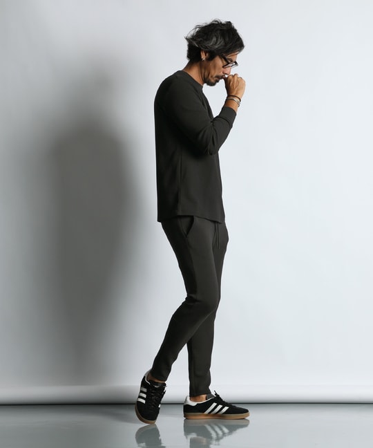 〔BLACK LABEL〕：ワッフル素材ロングスリーブTシャツ