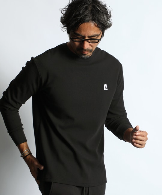 〔BLACK LABEL〕：ワッフル素材ロングスリーブTシャツ