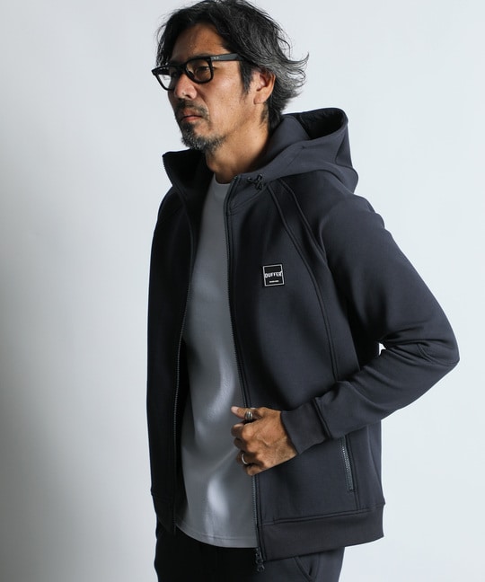 〔BLACK LABEL〕：セットアップ ダンボールニット ジップパーカー