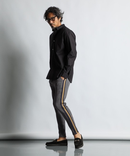 バックサテン ショートカラー プルオーバーシャツ