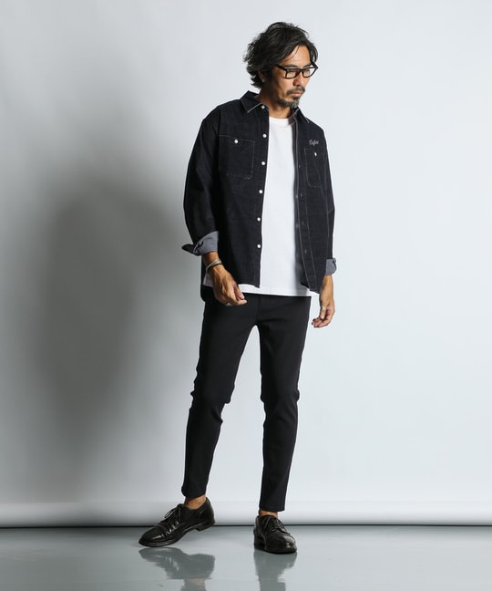 硫化染め ストレッチ コーデュロイシャツ