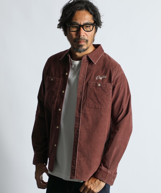 硫化染め ストレッチ コーデュロイシャツ