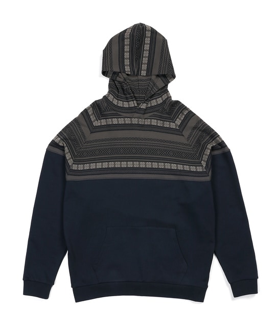 オリジナル ジャガード 切替デザイン パーカー