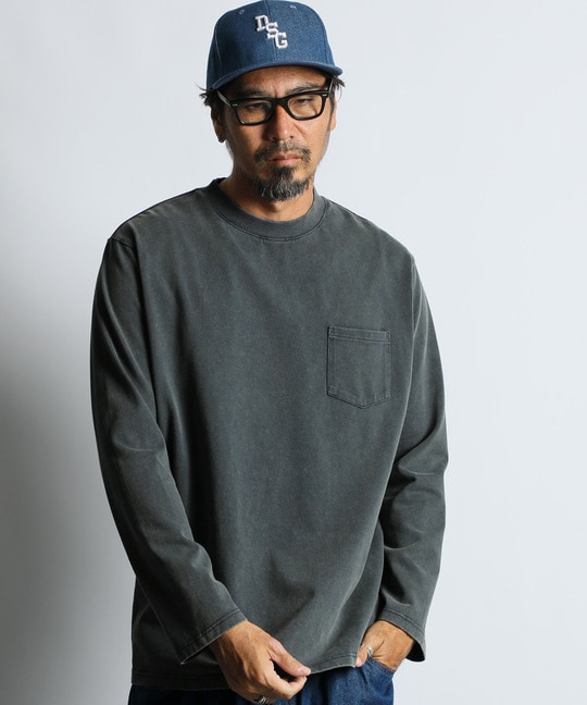 ポンチ素材 スノー加工 ルーズフィットロンTEE