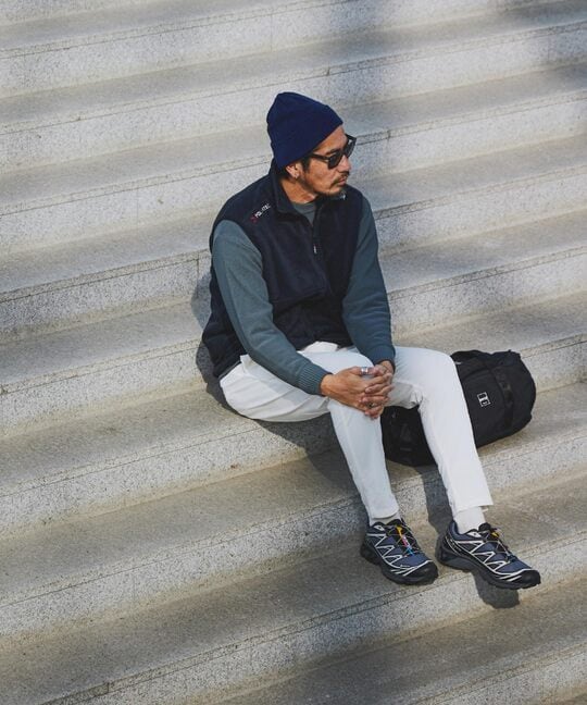 〔BLACK LABEL〕：POLARTEC フルジップベスト