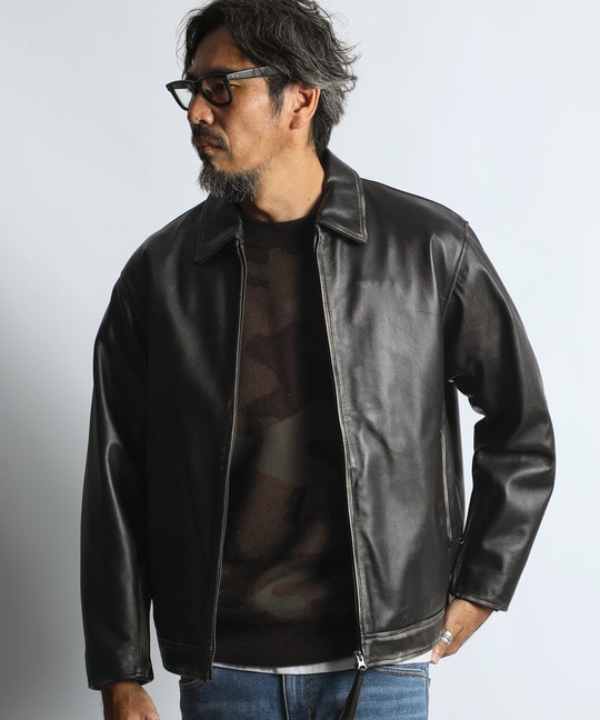 シープスキンレザー シングルライダース ジャケット