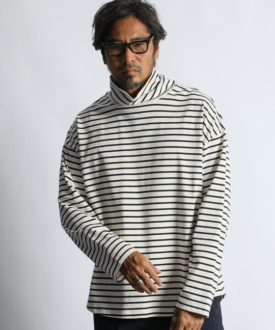 ボーダー タートルネック ロンTEE