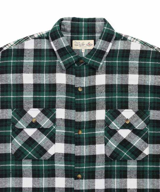 切替デザイン フランネル チェックシャツ