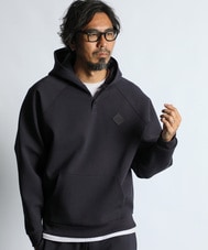 〔BLACK LABEL〕：セットアップ ダンボールニット ヘンリーネック パーカー