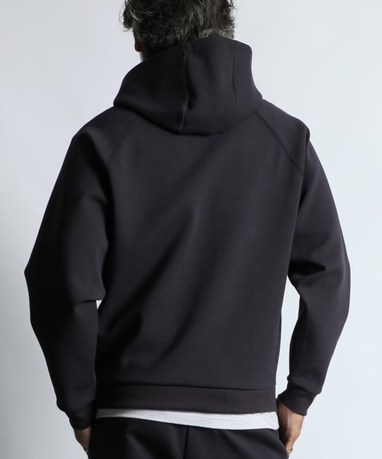 〔BLACK LABEL〕：セットアップ ダンボールニット ヘンリーネック パーカー