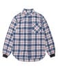 インディゴチェック リブ袖シャツ