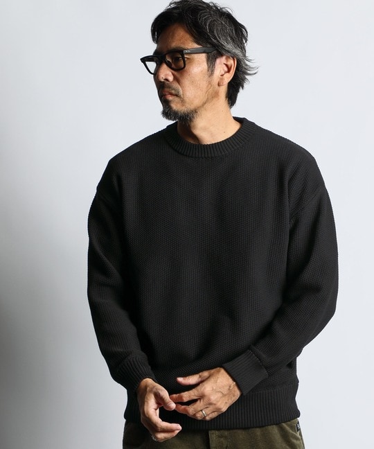 自宅で洗える ウォッシャブル ワッフルニット