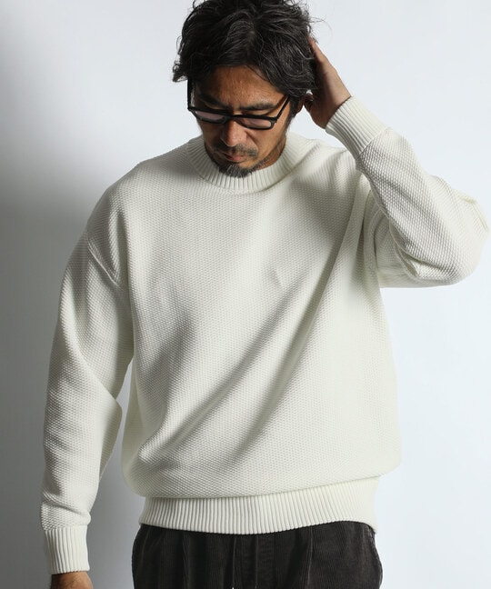 自宅で洗える ウォッシャブル ワッフルニット