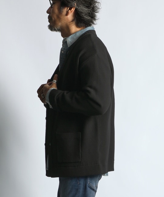 自宅で洗える ウォッシャブル ワッフルニット カーディガン