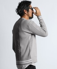 スウェット/アランニット 切替えデザイン ウォッシャブルニット