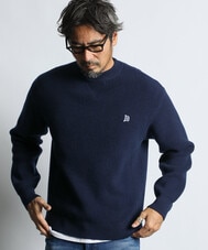 自宅で洗える ウォッシャブル ワンポイント モックネックニット