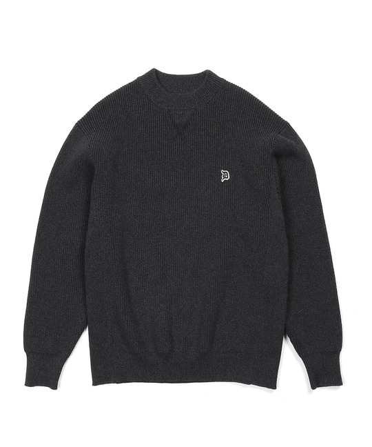 自宅で洗える ウォッシャブル ワンポイント モックネックニット