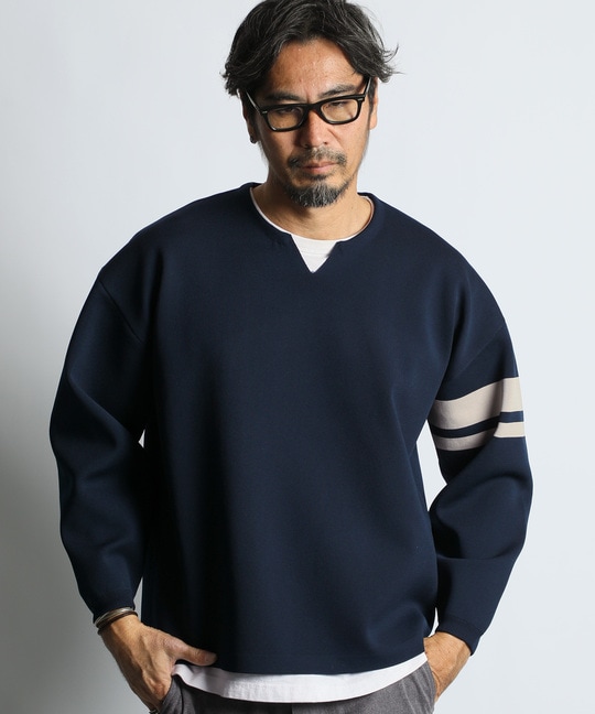 自宅で洗える ウォッシャブル キーネックニット