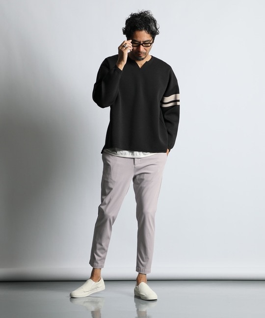 自宅で洗える ウォッシャブル キーネックニット