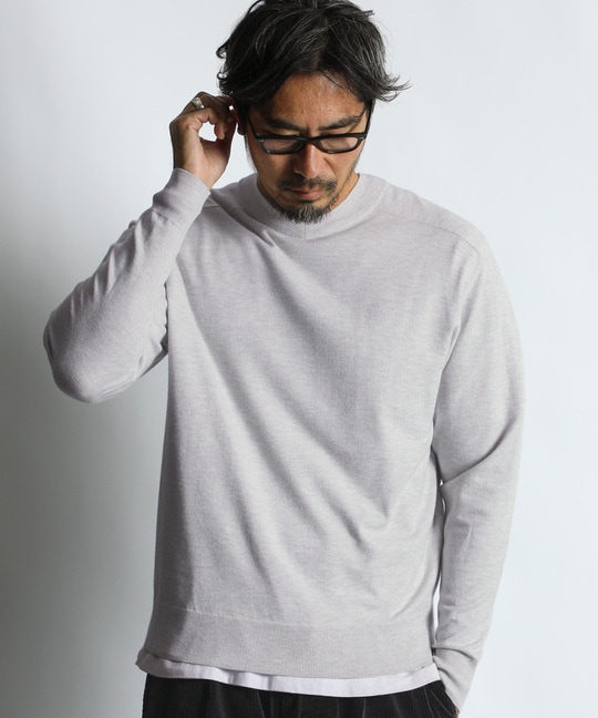 帯電防止・吸湿発熱機能 Vネックニット