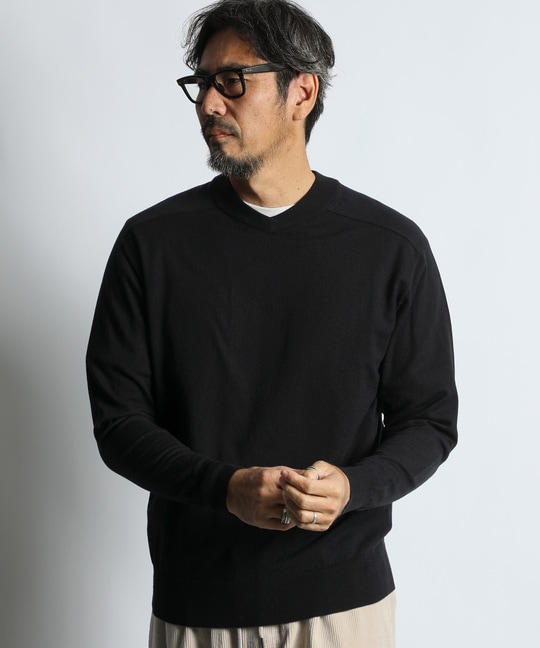 帯電防止・吸湿発熱機能 Vネックニット