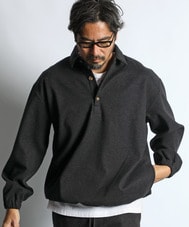 ポンチ素材 ウールライク プルオーバーシャツ