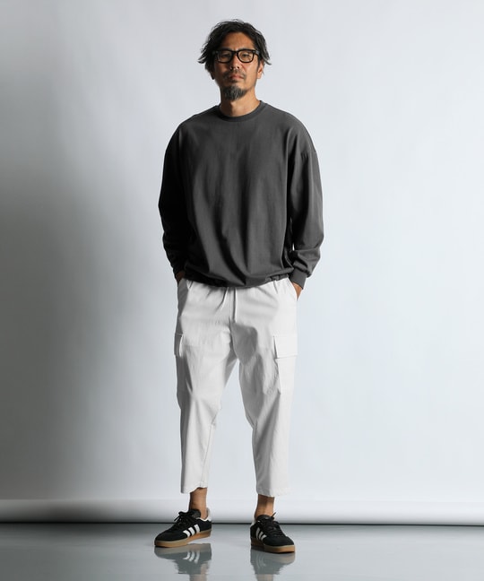 2重編み 裾ドローコード付き ロンTEE