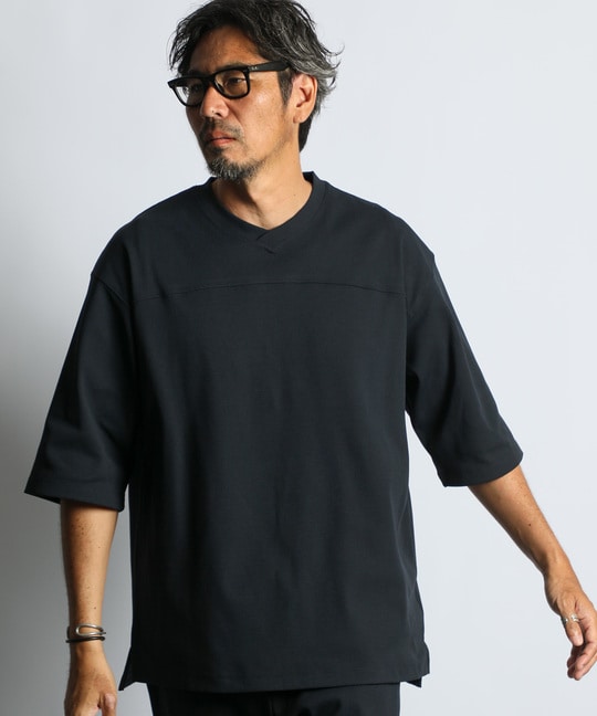 「エアフレックス」セットアップ Vネック　5分袖TEE