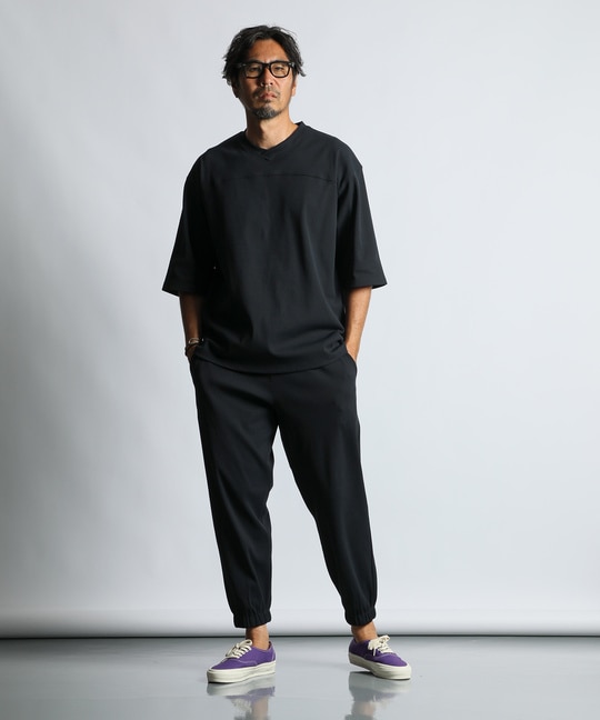 「エアフレックス」セットアップ Vネック5分袖TEE