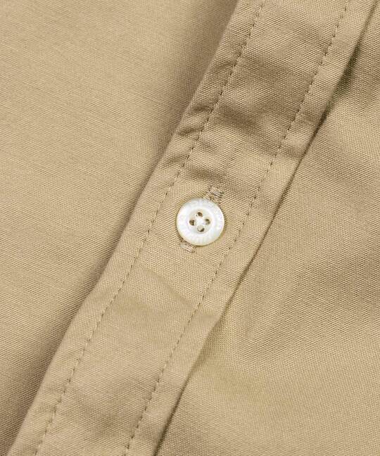 製品染め バックサテン ノーカラー リブ袖シャツ