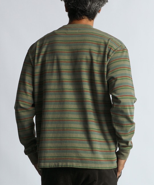 ピグメント加工 ボーダー ロングスリーブTEE