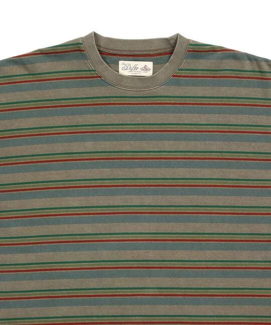 ピグメント加工 ボーダー ロングスリーブTEE