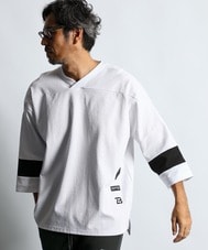 〔BLACK LABEL〕：セットアップ ポンチ素材 7分袖Tシャツ