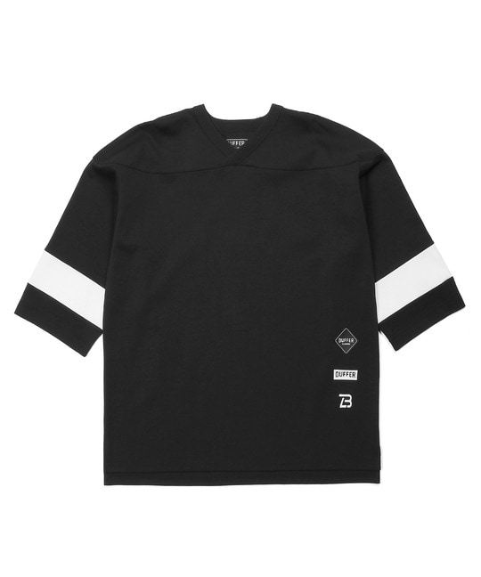 BLACK LABEL〕：セットアップ ポンチ素材 7分袖Tシャツ ｜The DUFFER