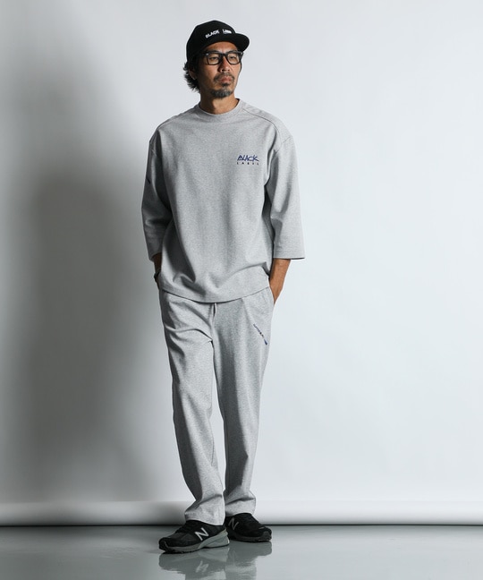 〔BLACK LABEL〕：セットアップ ポンチ素材 ラウンドヘム 7分袖Tシャツ