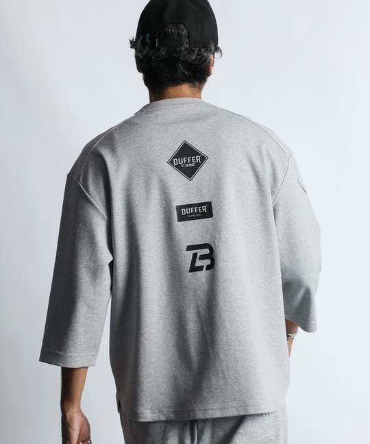 〔BLACK LABEL〕：セットアップ ポンチ素材 ラウンドヘム 7分袖Tシャツ