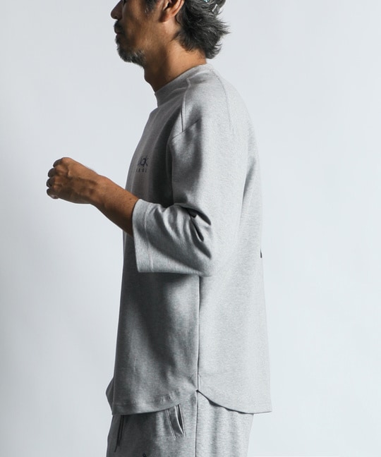 〔BLACK LABEL〕：セットアップ ポンチ素材 ラウンドヘム 7分袖Tシャツ