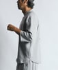 〔BLACK LABEL〕：セットアップ ポンチ素材 ラウンドヘム 7分袖Tシャツ