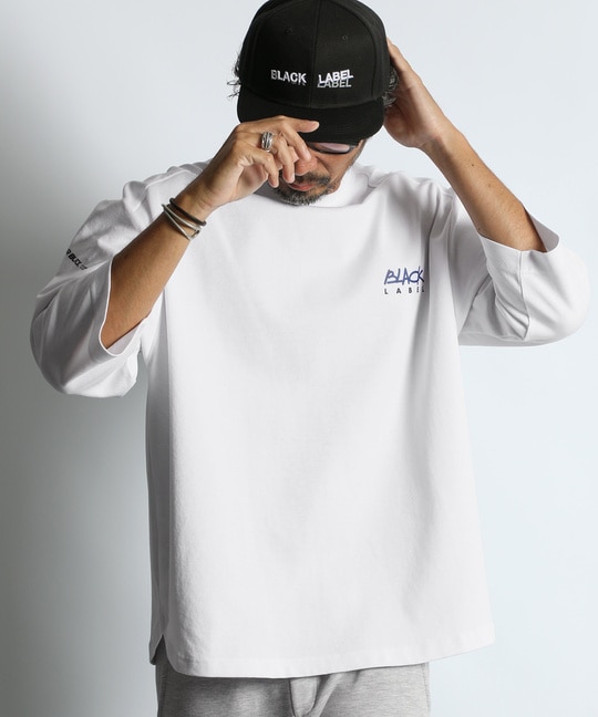 〔BLACK LABEL〕：セットアップ ポンチ素材 ラウンドヘム 7分袖Tシャツ