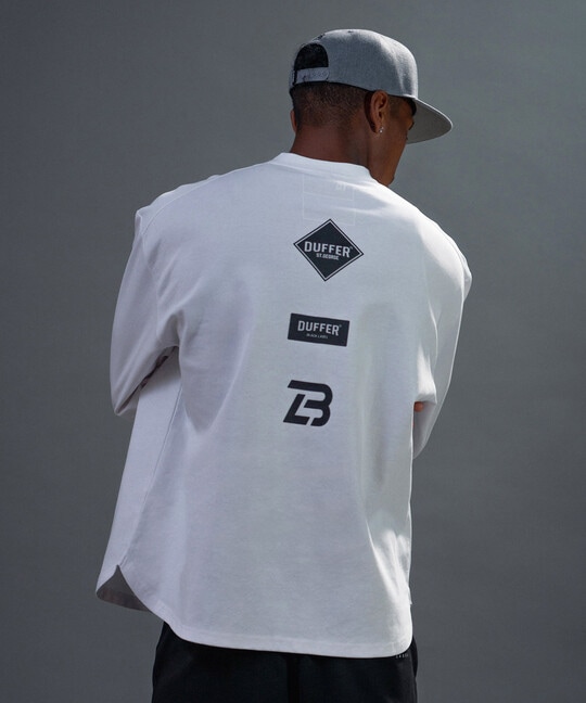 〔BLACK LABEL〕：セットアップ ポンチ素材 ラウンドヘム 7分袖Tシャツ