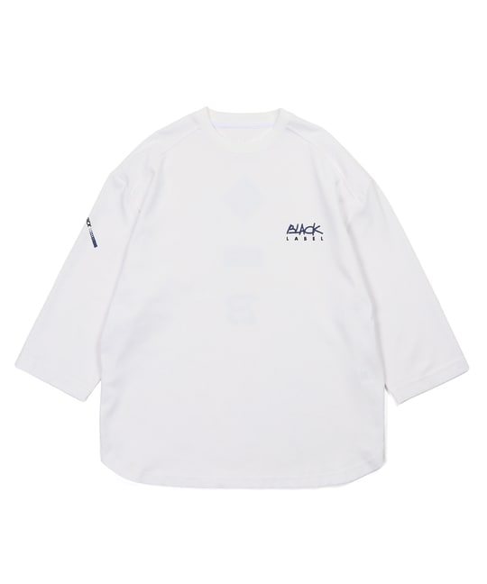 〔BLACK LABEL〕：セットアップ ポンチ素材 ラウンドヘム 7分袖Tシャツ