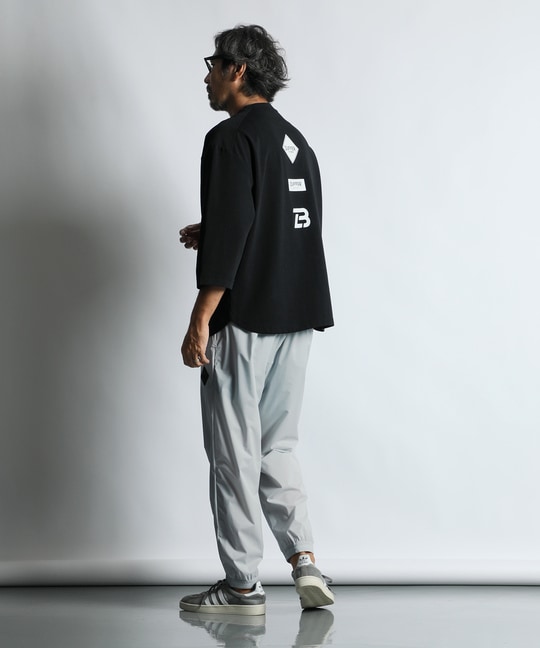 〔BLACK LABEL〕：セットアップ ポンチ素材 ラウンドヘム 7分袖Tシャツ